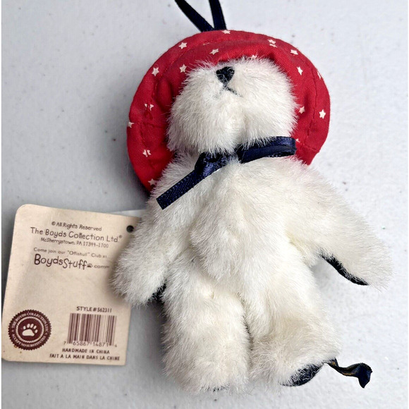 Boyds Bears Mini 4" Jane Plush Stuffed Animal Collectible Ornament Patriotic - Picture 5 of 11
